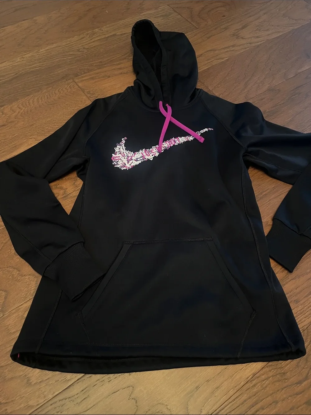 Nike Black Hoodie with Pink Swoosh Detail & Nike Running Vest
